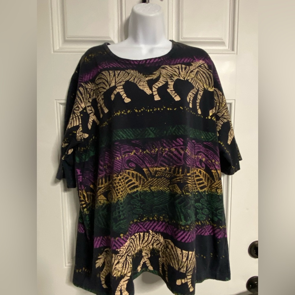 T17- EZL Black & Tan ZEBRA Print LAGENLOOK T-Shirt Top